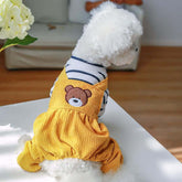 KUTKUT Cute Bear Pattern Small Dog Girl Boy Pajamas, Non Sticky Hair Bodysuit for Small Dogs Cat Party Dog Clothes All-in-One Jumpsuit for ShihTzu, Poodle etc